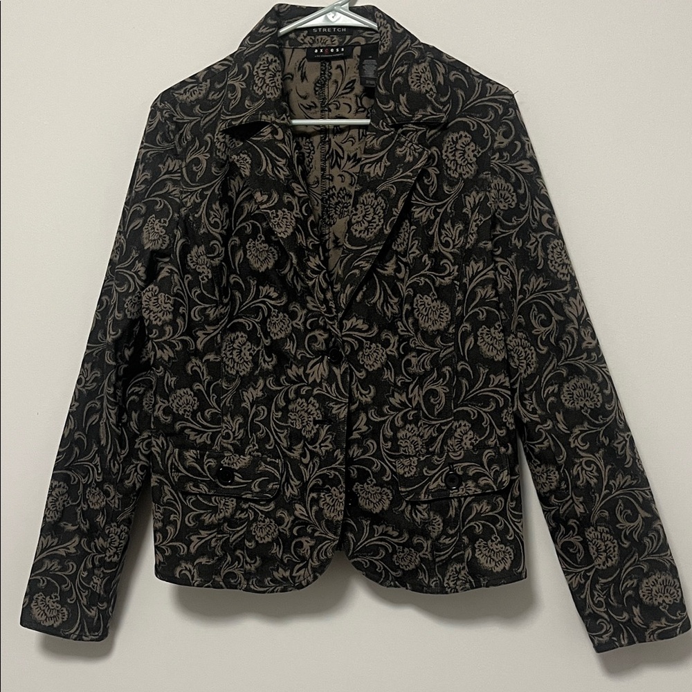 Axcess Black and Tan Floral Blazer